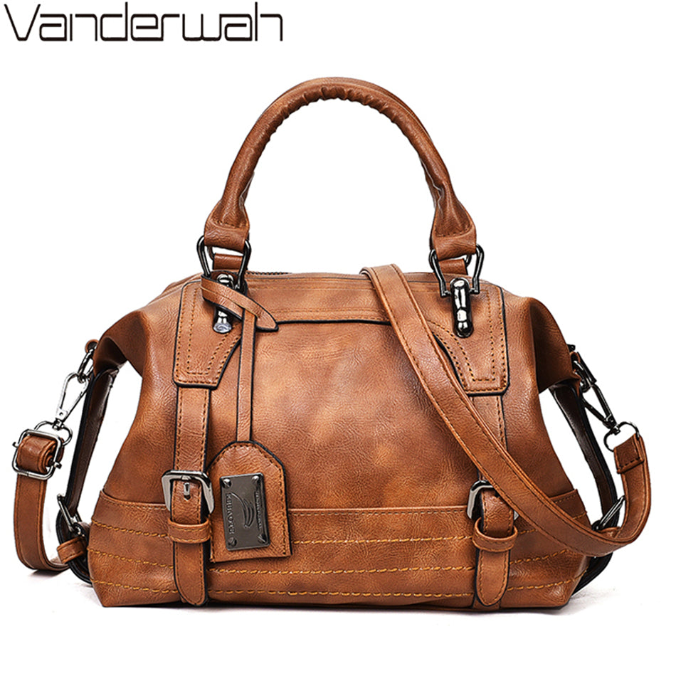 Women Bag Vintage Shoulder Bag Luxury Handbags PU Leather Crossbody Bags For Women 2019 Ladies Boston Casual Tote Bolsa Feminina - Trendylk