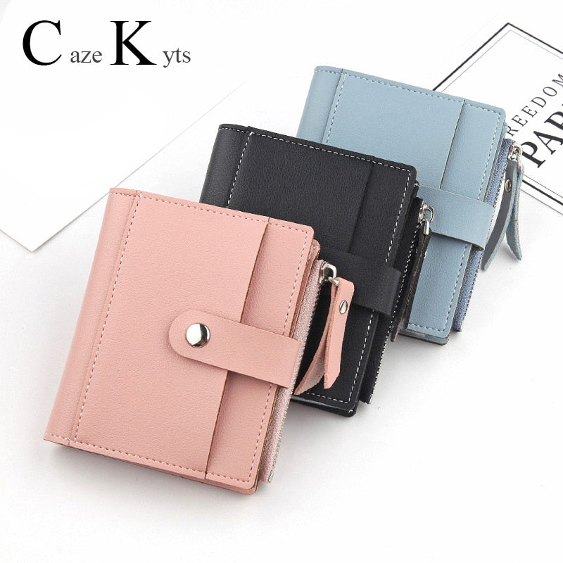 New ladies short casual zipper buckle small card bag super soft leather pocket small handbag, wallet, card bag purse fashion - Trendylk