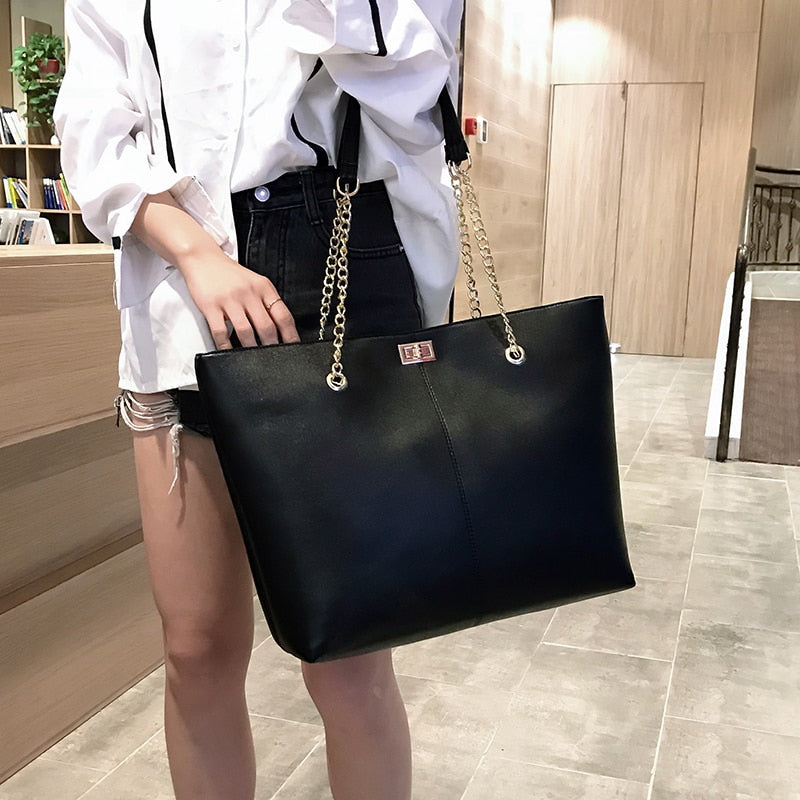 Women pu Leather women Handbags Female Shoulder bag designer Luxury Lady Tote Large Capacity Zipper shoulder bag - Trendylk