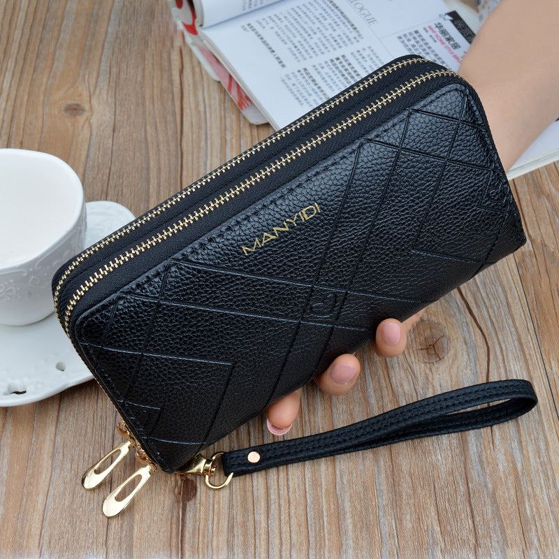 Phone Purses Women Wallets Big Female Purse Leather Brand Retro Ladies Long Woman Wallets Card Clutch Double Zipper LSH514 - Trendylk