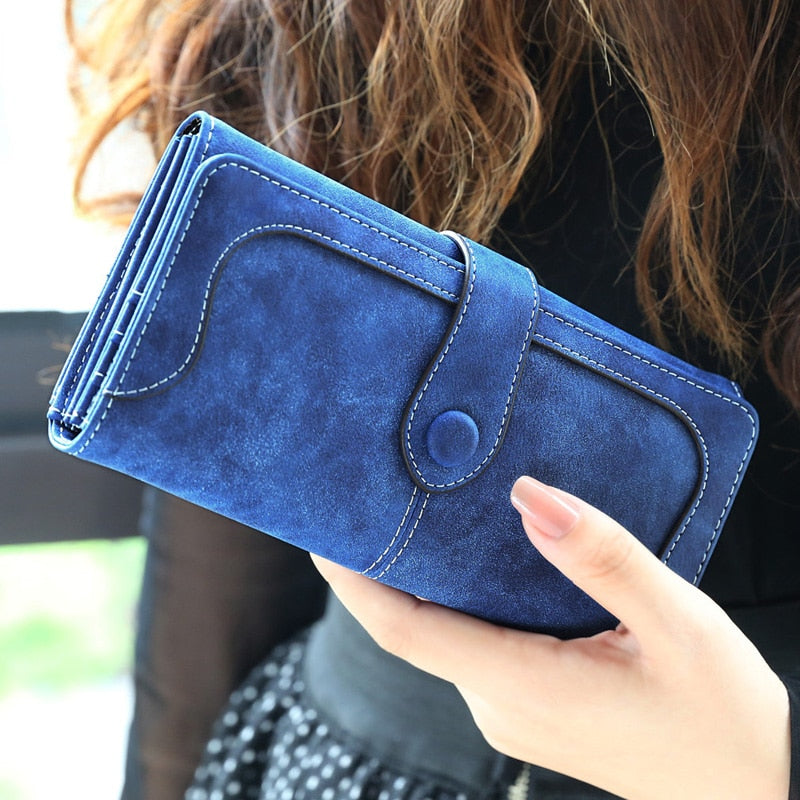 Many Departments Faux Suede Long Wallet Women Matte Leather Lady Purse High Quality Female Wallets Card Holder Clutch Carteras - Trendylk