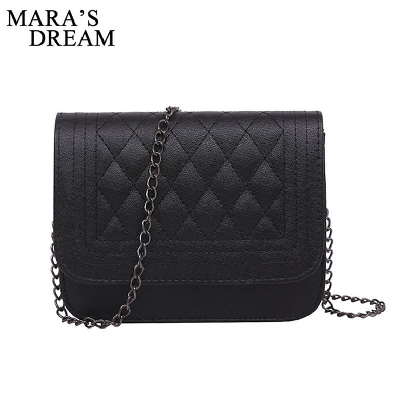 Mara's Dream 2019 PU Leather Women Messenger Bag Plaid Ladies Crossbody Bag Chain Trendy Candy Color Small Flap Shopping Handbag - Trendylk