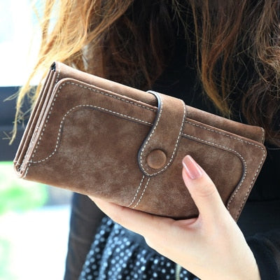 Many Departments Faux Suede Long Wallet Women Matte Leather Lady Purse High Quality Female Wallets Card Holder Clutch Carteras - Trendylk