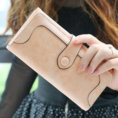 Many Departments Faux Suede Long Wallet Women Matte Leather Lady Purse High Quality Female Wallets Card Holder Clutch Carteras - Trendylk