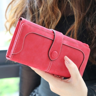 Many Departments Faux Suede Long Wallet Women Matte Leather Lady Purse High Quality Female Wallets Card Holder Clutch Carteras - Trendylk