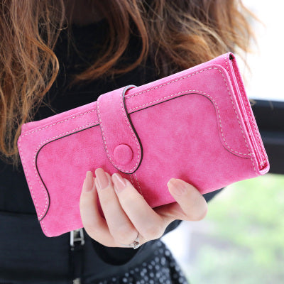 Many Departments Faux Suede Long Wallet Women Matte Leather Lady Purse High Quality Female Wallets Card Holder Clutch Carteras - Trendylk