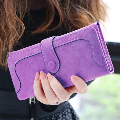 Many Departments Faux Suede Long Wallet Women Matte Leather Lady Purse High Quality Female Wallets Card Holder Clutch Carteras - Trendylk