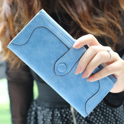 Many Departments Faux Suede Long Wallet Women Matte Leather Lady Purse High Quality Female Wallets Card Holder Clutch Carteras - Trendylk