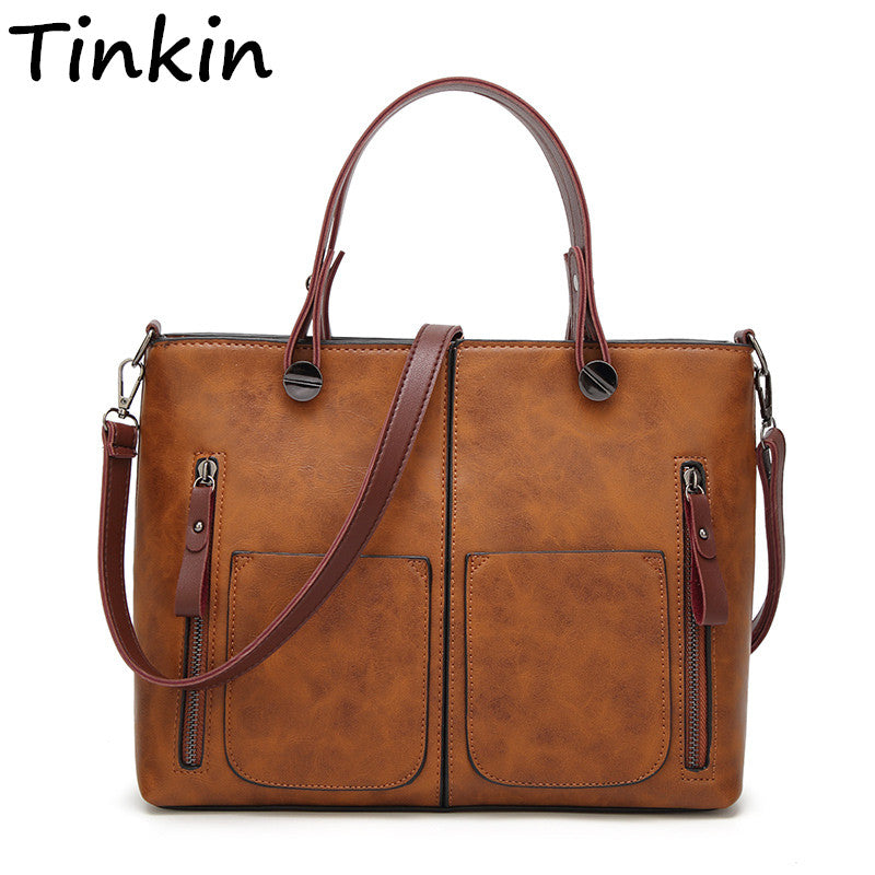 Tinkin Vintage  Women Shoulder Bag Female Causal Totes for Daily Shopping All-Purpose High Quality Dames Handbag - Trendylk