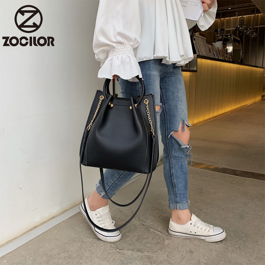 2020 Black Leather ladies handbags/ shoulder bags online - Trendylk