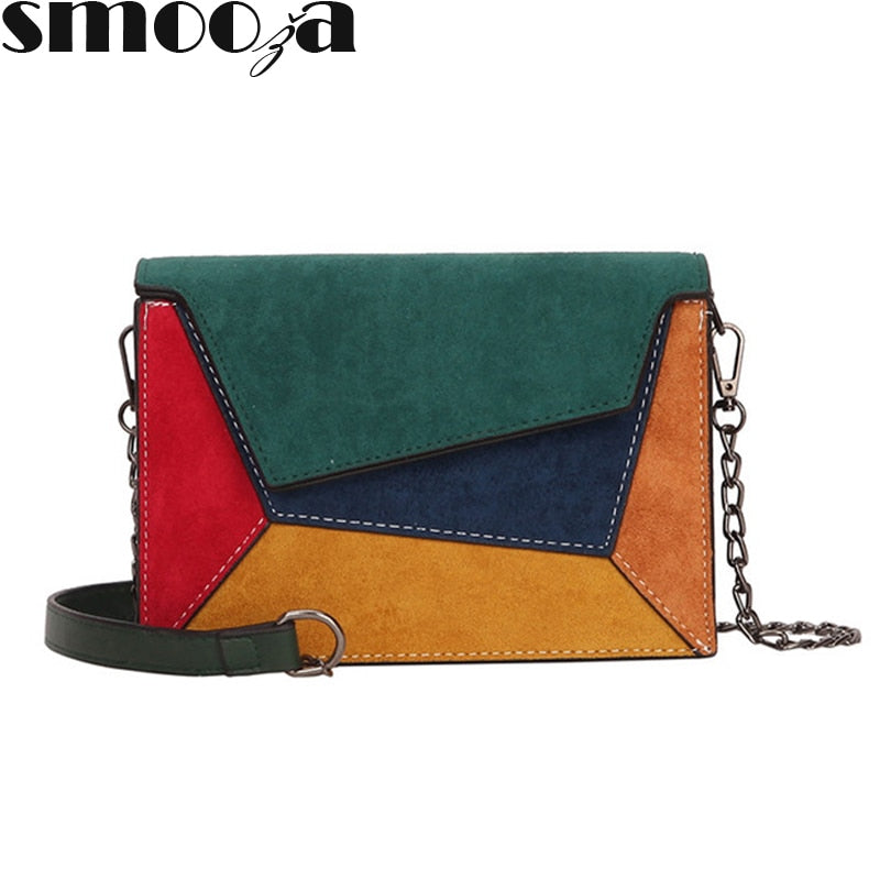 SMOOZA Fashion Quality Leather Patchwork Women Messenger Bag Female Chain Strap Shoulder Bag Small Criss-Cross Ladies' Flap Bag - Trendylk