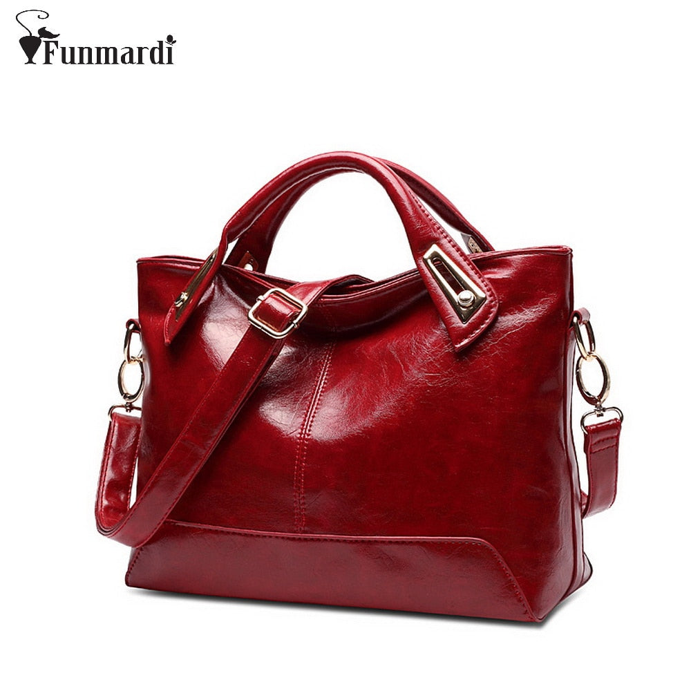 Women Oil Wax Leather Designer Handbags High Quality Shoulder Bags Ladies Handbags Fashion brand PU leather women bags WLHB1398 - Trendylk
