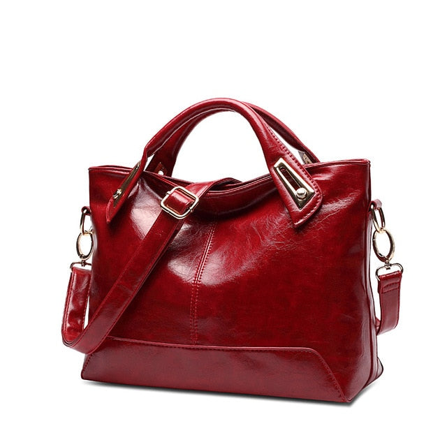Women Oil Wax Leather Designer Handbags High Quality Shoulder Bags Ladies Handbags Fashion brand PU leather women bags WLHB1398 - Trendylk