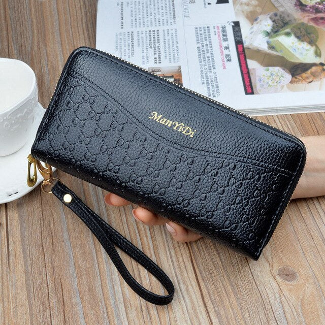 Phone Purses Women Wallets Big Female Purse Leather Brand Retro Ladies Long Woman Wallets Card Clutch Double Zipper LSH514 - Trendylk