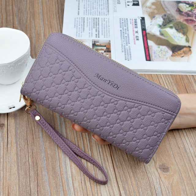 Phone Purses Women Wallets Big Female Purse Leather Brand Retro Ladies Long Woman Wallets Card Clutch Double Zipper LSH514 - Trendylk