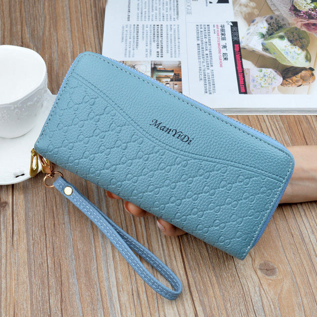 Phone Purses Women Wallets Big Female Purse Leather Brand Retro Ladies Long Woman Wallets Card Clutch Double Zipper LSH514 - Trendylk