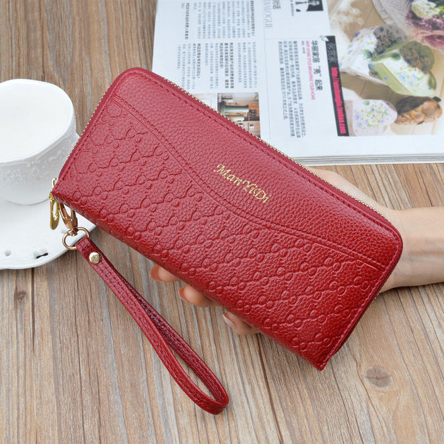 Phone Purses Women Wallets Big Female Purse Leather Brand Retro Ladies Long Woman Wallets Card Clutch Double Zipper LSH514 - Trendylk