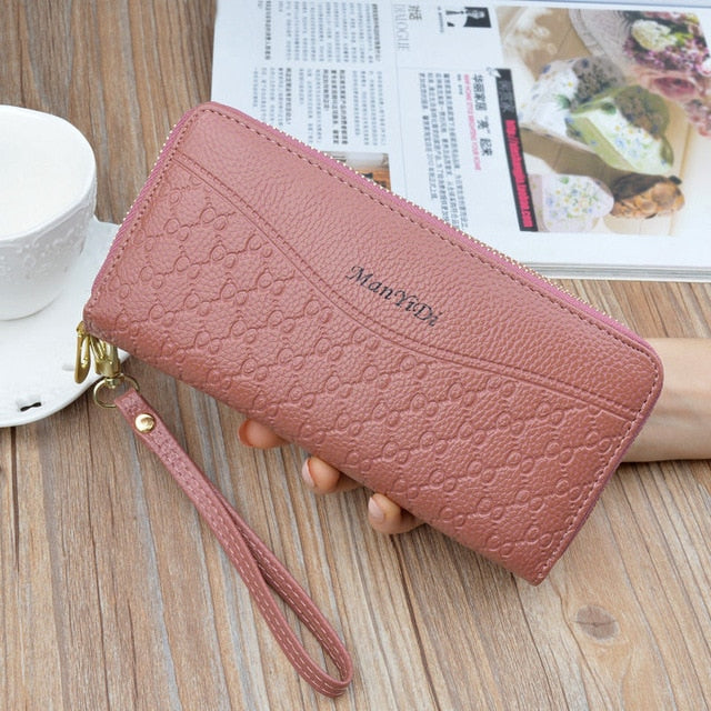 Phone Purses Women Wallets Big Female Purse Leather Brand Retro Ladies Long Woman Wallets Card Clutch Double Zipper LSH514 - Trendylk