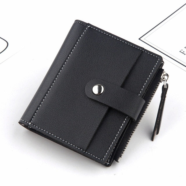 New ladies short casual zipper buckle small card bag super soft leather pocket small handbag, wallet, card bag purse fashion - Trendylk