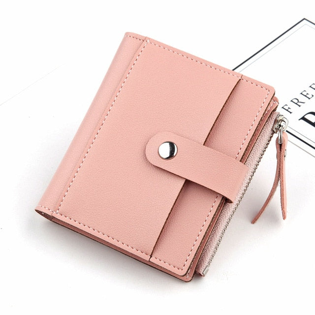 New ladies short casual zipper buckle small card bag super soft leather pocket small handbag, wallet, card bag purse fashion - Trendylk
