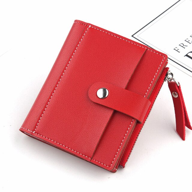 New ladies short casual zipper buckle small card bag super soft leather pocket small handbag, wallet, card bag purse fashion - Trendylk