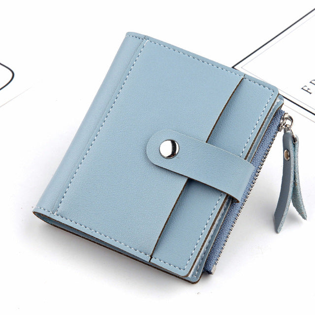 New ladies short casual zipper buckle small card bag super soft leather pocket small handbag, wallet, card bag purse fashion - Trendylk