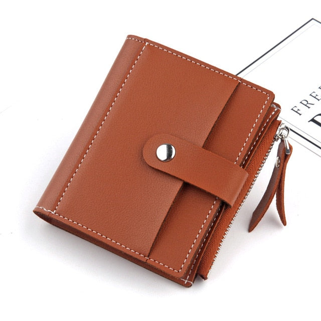 New ladies short casual zipper buckle small card bag super soft leather pocket small handbag, wallet, card bag purse fashion - Trendylk