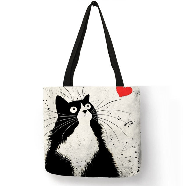 2020 cat printed ladies handbag/shoulder bag online - Trendylk