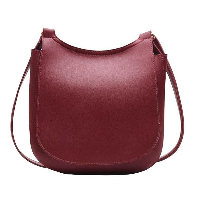 Women Fashion Wide Solid Color Shoulder Handbags Female Simple PU Leather Women Large Capacity Pure Color Flap Crossbody Bags - Trendylk