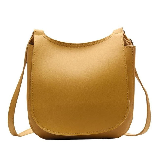 Women Fashion Wide Solid Color Shoulder Handbags Female Simple PU Leather Women Large Capacity Pure Color Flap Crossbody Bags - Trendylk