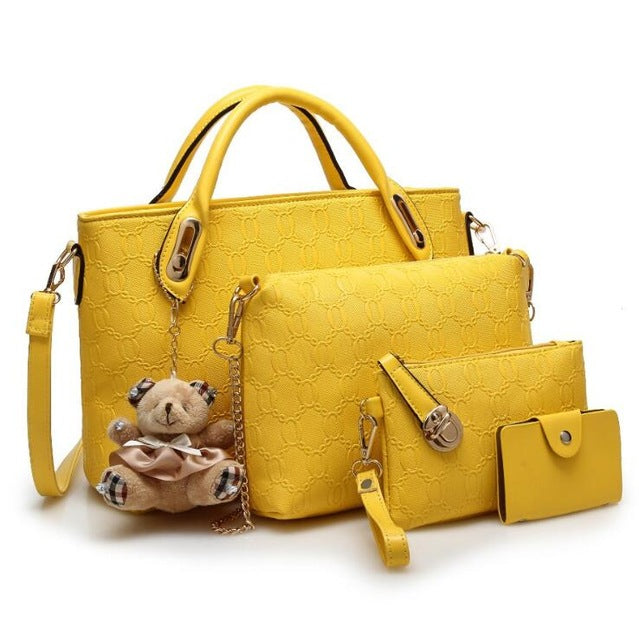 Yeetn.H Women 4 Set Handbags Pu Leather Fashion Designer Handbag Shoulder Bag Black Vintage Female Messenger Bag Sac A Main M129 - Trendylk