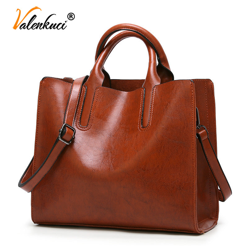 Valenkuci Leather Handbags Big Women Bag High Quality Casual Female Bags Trunk Tote Famous Brand Shoulder Bag Ladies Bolsos - Trendylk