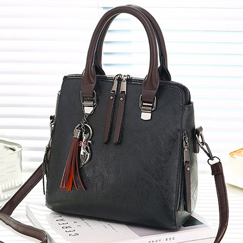 Vintage PU Leather Ladies HandBags Women Messenger Bags TotesTassel Designer Crossbody Shoulder Bag Boston Hand Bags Hot Sale - Trendylk