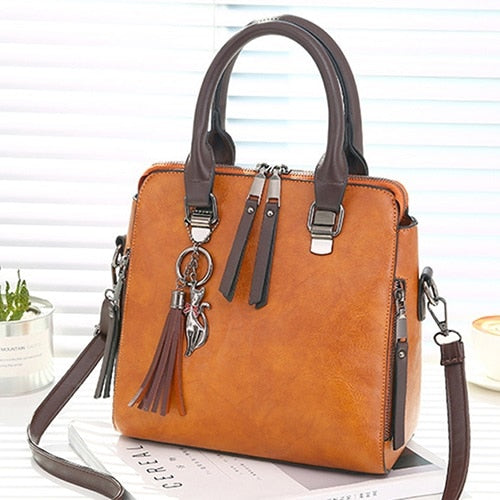 Vintage PU Leather Ladies HandBags Women Messenger Bags TotesTassel Designer Crossbody Shoulder Bag Boston Hand Bags Hot Sale - Trendylk