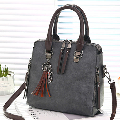 Vintage PU Leather Ladies HandBags Women Messenger Bags TotesTassel Designer Crossbody Shoulder Bag Boston Hand Bags Hot Sale - Trendylk