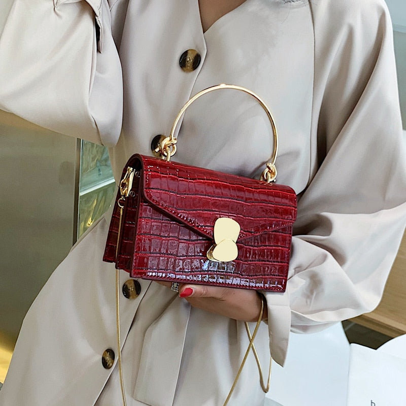 Stone pattern PU Leather Crossbody Bags For Women 2020 Mini Shoulder Messenger Bag With Metal Handle Lady Travel Totes - Trendylk