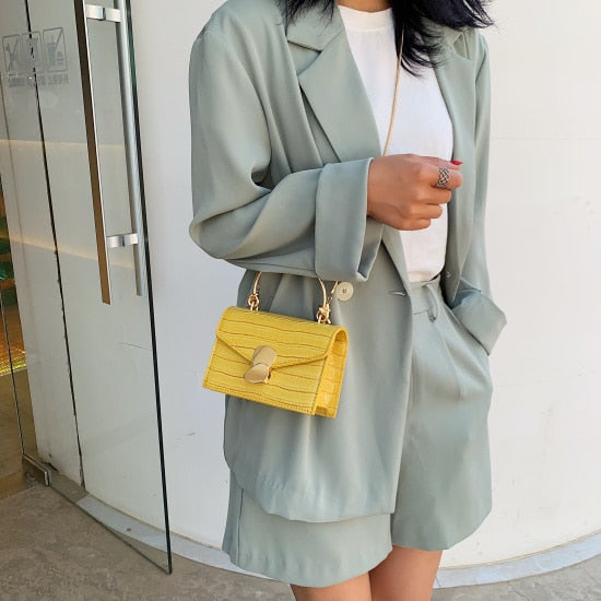 Stone pattern PU Leather Crossbody Bags For Women 2020 Mini Shoulder Messenger Bag With Metal Handle Lady Travel Totes - Trendylk