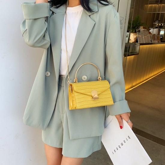 Stone pattern PU Leather Crossbody Bags For Women 2020 Mini Shoulder Messenger Bag With Metal Handle Lady Travel Totes - Trendylk