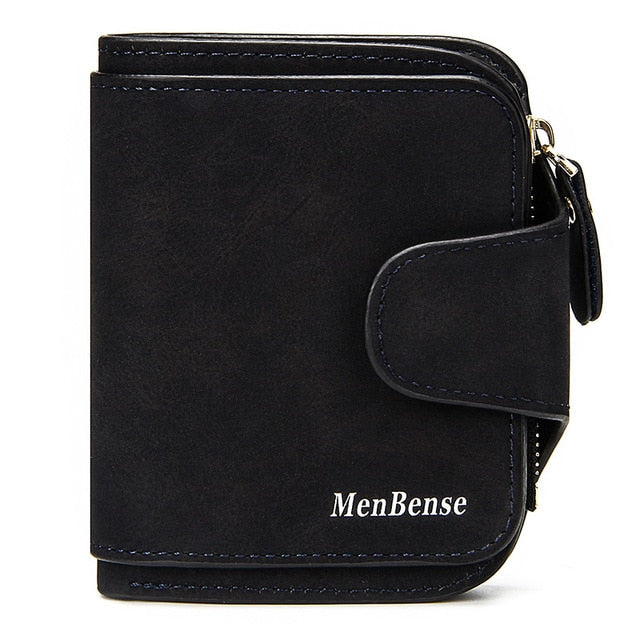 Lady Snap Fastener Zipper Short Clutch Wallet Solid Letter Fashion Small Female Purse Short Purse Vintage Matte Women Wallet - Trendylk