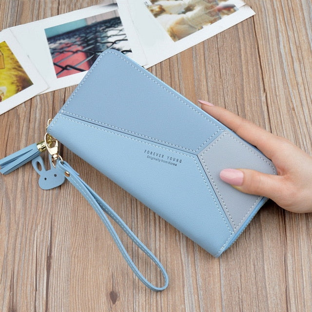 Leather Wallet Women Luxury Long Clutch Ladies Purse Card Holder Tassel Women Wallets  Zipper Coin Phone Money Pocket Bag W052 - Trendylk