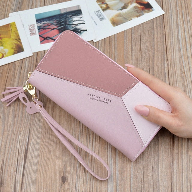 Leather Wallet Women Luxury Long Clutch Ladies Purse Card Holder Tassel Women Wallets  Zipper Coin Phone Money Pocket Bag W052 - Trendylk