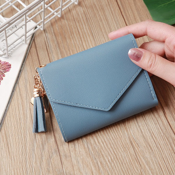 Short Wallet Women Wallets Cute Love Tassel Fashion Hasp Coin Purse Card Holder Female Clutch Money Bag PU Leather Lady Purses - Trendylk