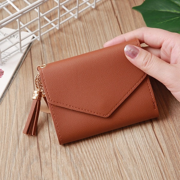 Short Wallet Women Wallets Cute Love Tassel Fashion Hasp Coin Purse Card Holder Female Clutch Money Bag PU Leather Lady Purses - Trendylk