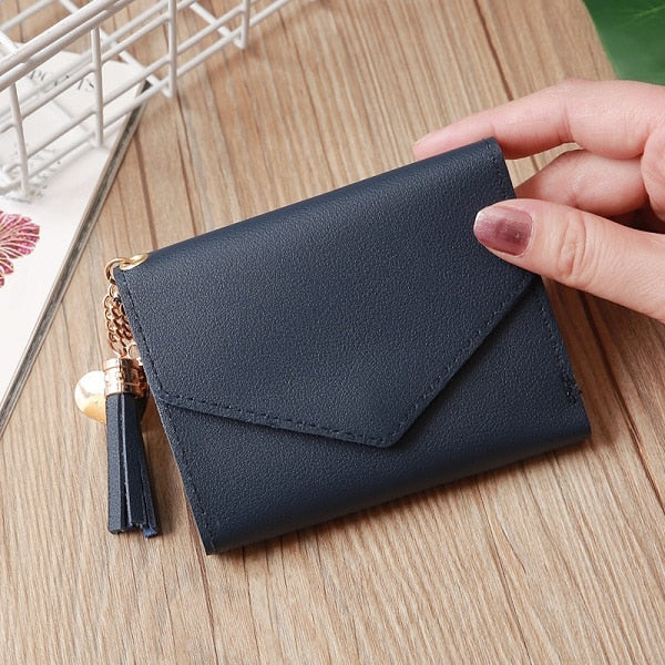 Short Wallet Women Wallets Cute Love Tassel Fashion Hasp Coin Purse Card Holder Female Clutch Money Bag PU Leather Lady Purses - Trendylk