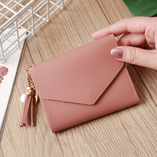 Short Wallet Women Wallets Cute Love Tassel Fashion Hasp Coin Purse Card Holder Female Clutch Money Bag PU Leather Lady Purses - Trendylk