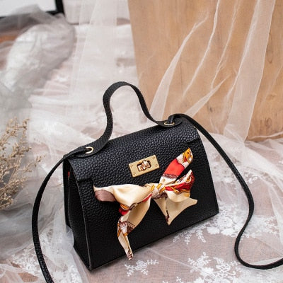Mara's Dream 2019 New Solid Color Lychee Pattern Scarf Pouch Shoulder Diagonal Bag Handbag - Trendylk