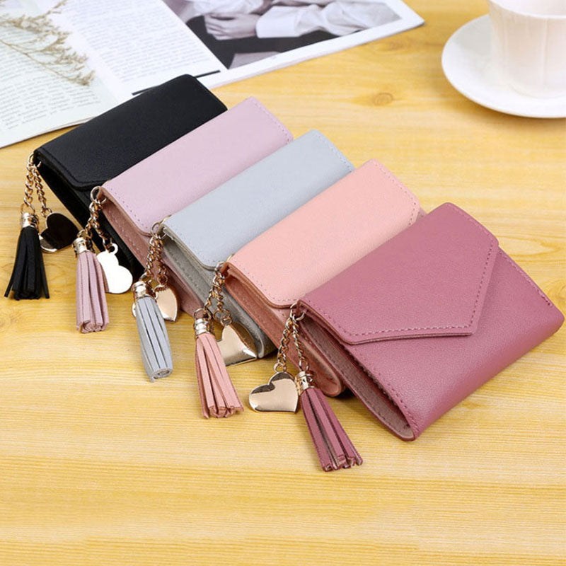 Women's Wallet Cute Student Tassel Pendant Trend Small Fashion PU Wallet 2020 Coin Purse Women Ladies Card Bag For Women LMJZ - Trendylk