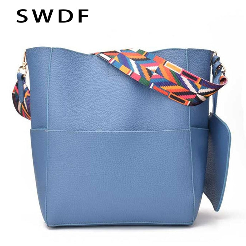 New Brand Designer Women Bag Vintage Strap Shoulder Bag Warm Colors Bucket Handbag Large Capacity Crossbody Bag Lady Sac A Main - Trendylk